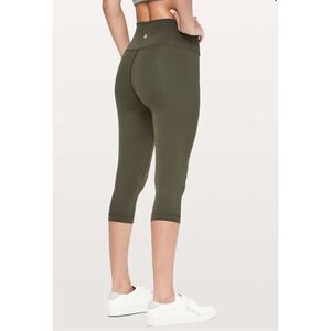Lululemon Wunder Under Hi-Rise 1/2 Tight Full-On Luxtreme 17" In Dark Olive Gree